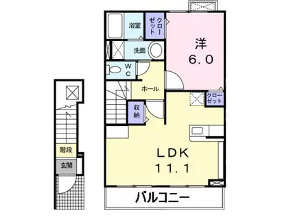 カーサ プラシードⅠ(1LDK/2階)の間取り写真