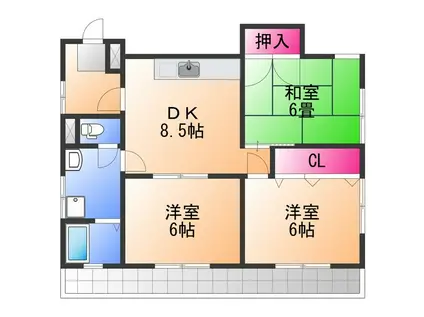 サンパティーク条南(3DK/2階)の間取り写真