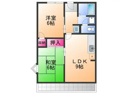 エルムハイツ(2DK/1階)の間取り写真