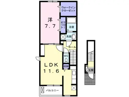 アクラス岸和田(1LDK/2階)の間取り写真