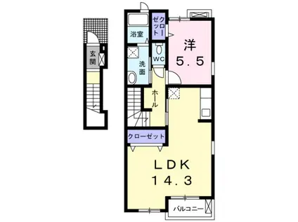 ジュネス王子(1LDK/2階)の間取り写真