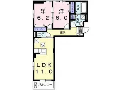 シャルール メゾン2(2LDK/2階)の間取り写真