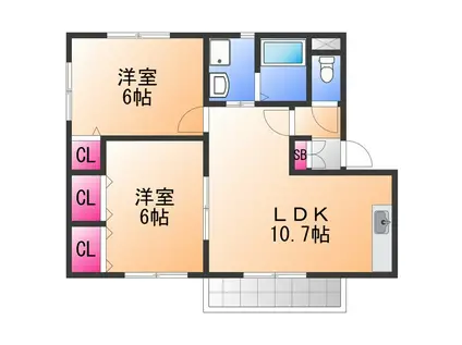 メゾン松ヶ丘(2LDK/2階)の間取り写真