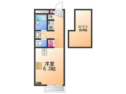 レオパレスセラヴィ(1K/1階)の間取り写真