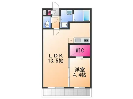 ジーメゾン石津町東アビテ(1LDK/2階)の間取り写真