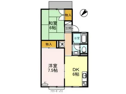 ロイヤルシャルム米田(2DK/1階)の間取り写真