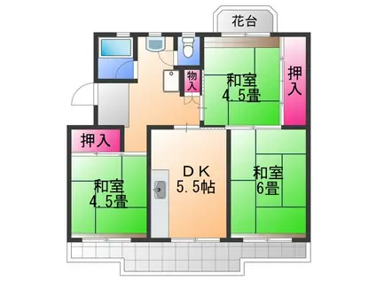 泉南尾崎 13(3DK/4階)の間取り写真