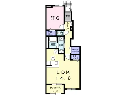 カルム・メゾン 西館(1LDK/1階)の間取り写真