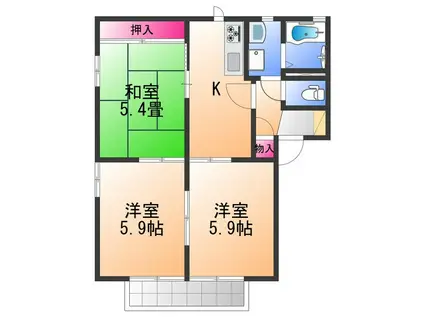 セントラルハイツB棟(3K/2階)の間取り写真