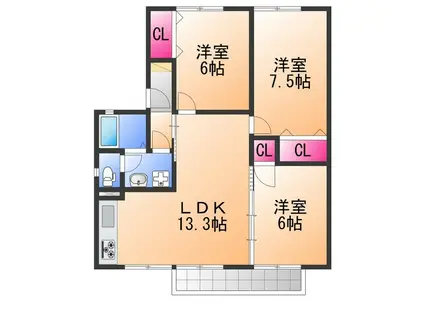 セジュール寺田(3LDK/2階)の間取り写真