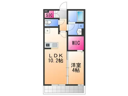 プレミール北信太(1LDK/2階)の間取り写真