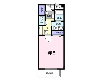 メゾン ベルクール(1K/2階)の間取り写真