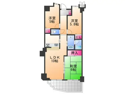 サザンコートレックス和泉(3LDK/1階)の間取り写真