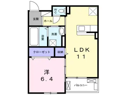 ゼクシー 桜ケ丘A棟(1LDK/3階)の間取り写真