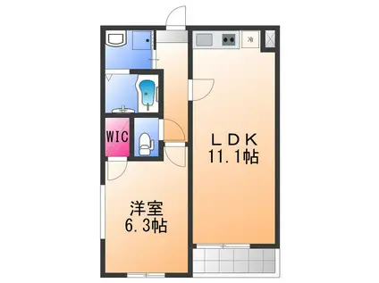 グレンツェント泉大津(1LDK/2階)の間取り写真