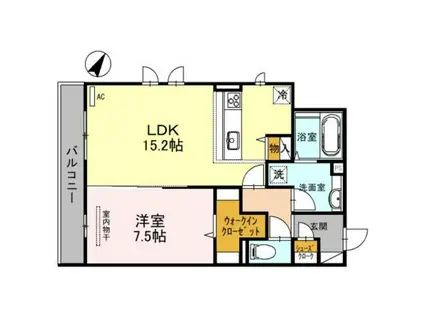 FONTANA B棟(1LDK/1階)の間取り写真