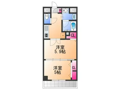 プールトゥジュール(2K/2階)の間取り写真