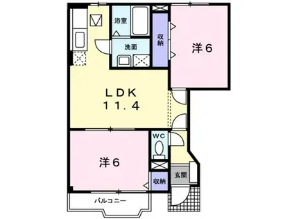 エアリーA棟(2LDK/1階)の間取り写真