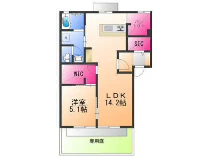 メゾンモンハイム南(1LDK/1階)の間取り写真