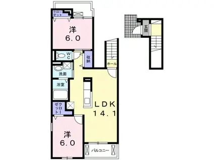 アルタイル(2LDK/2階)の間取り写真