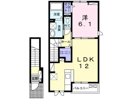 ハートランド美貴(1LDK/2階)の間取り写真