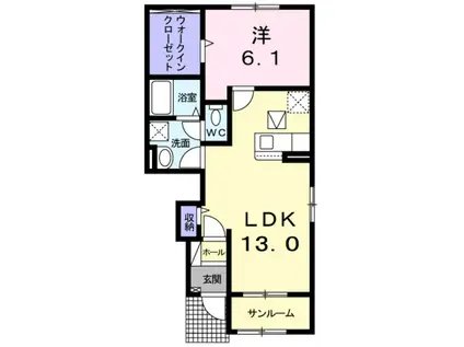 グランツ(1LDK/1階)の間取り写真