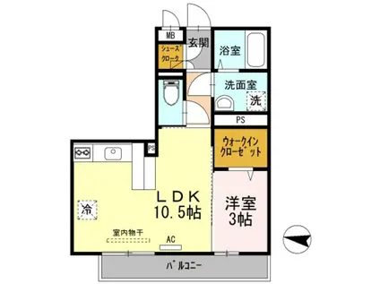 アンクレール(1LDK/2階)の間取り写真