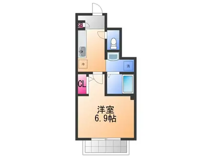 グリーンハイム(1K/1階)の間取り写真