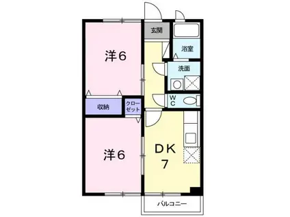 フェリース(2DK/2階)の間取り写真
