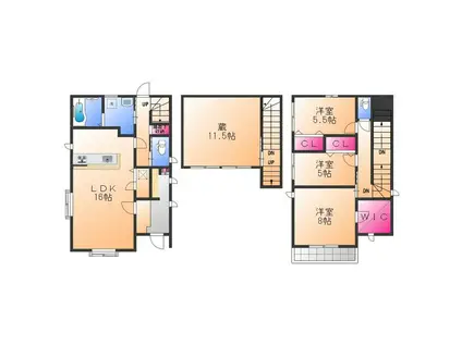 阪和線 鳳駅 徒歩5分 2階建 築1年(3LDK)の間取り写真