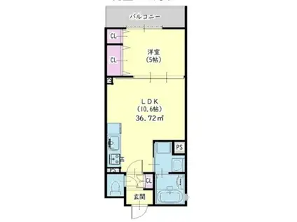 クリエオーレりんくうタウン(1LDK/1階)の間取り写真