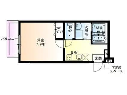 フジパレス湊サウス(1K/3階)の間取り写真