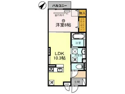 BRILLIANT(1LDK/1階)の間取り写真