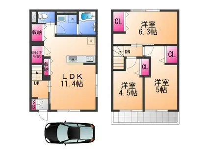 南海電鉄南海本線 羽倉崎駅 徒歩5分 2階建 築2年(3LDK)の間取り写真