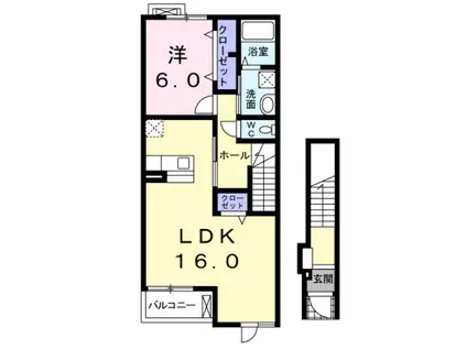 メゾンコート・Y(1LDK/2階)の間取り写真