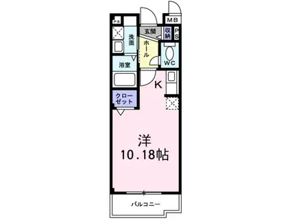 ハッピーライフ(ワンルーム/2階)の間取り写真