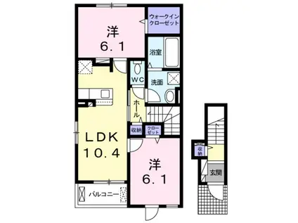 アムール日根野(2LDK/2階)の間取り写真