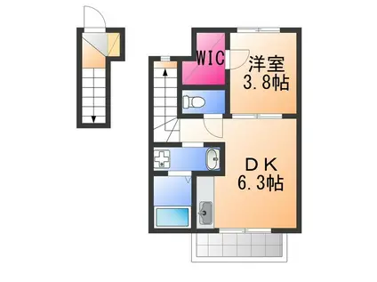 アンフィニ(1DK/2階)の間取り写真