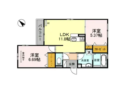 パール コート(2LDK/2階)の間取り写真