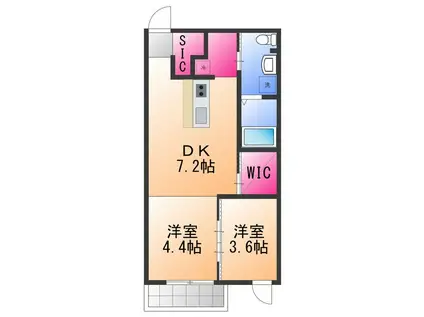 ステイザテラス和泉中央(2DK/2階)の間取り写真