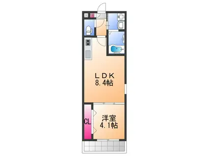 ジーメゾン泉大津豊中(1LDK/1階)の間取り写真