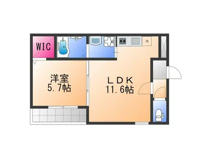 フジパレス羽倉崎駅前(1LDK/3階)の間取り写真