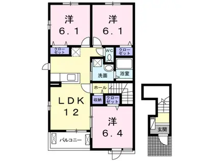 ザオバーレイ Ⅱ(3LDK/2階)の間取り写真