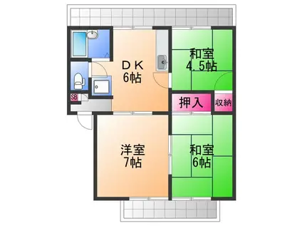 ビバライフ(3DK/3階)の間取り写真