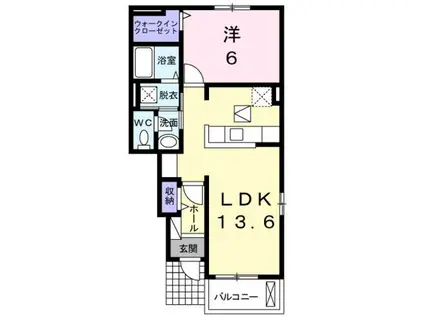 ハナサキハルズ(1LDK/1階)の間取り写真