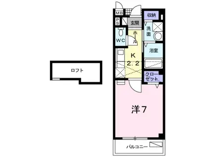 アンソレイエ(1K/2階)の間取り写真