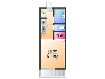 ピースフルB棟(1K/2階)の間取り写真