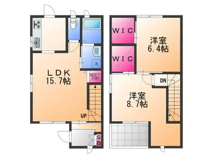 ふぁみりありんくうA棟(2LDK/1階)の間取り写真