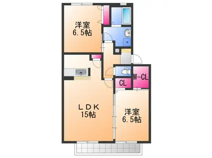 シャーメゾン光明池D棟(2LDK/2階)の間取り写真