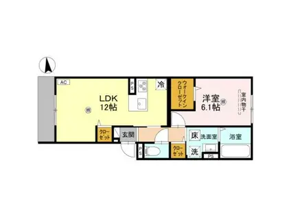 ORCHIDEA大鳥(1LDK/1階)の間取り写真